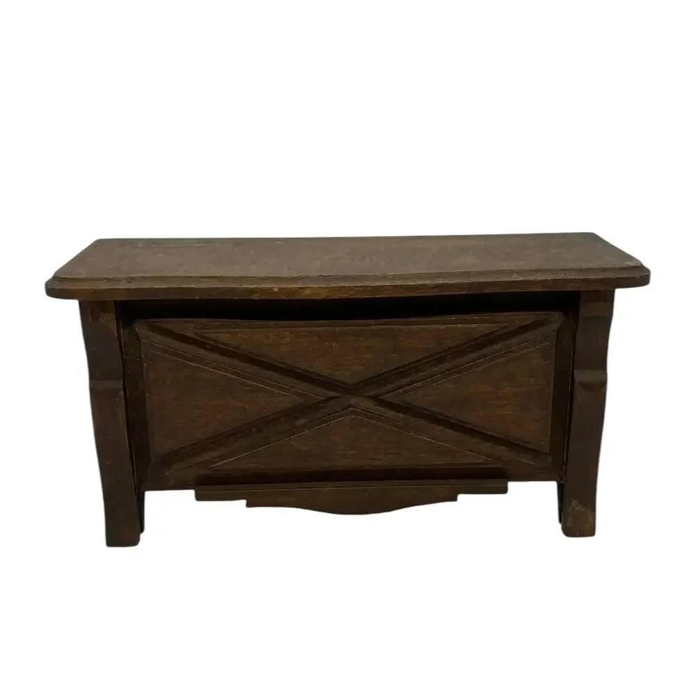 1920’s Primitive French Country Cherry Wood Jewelry Casket